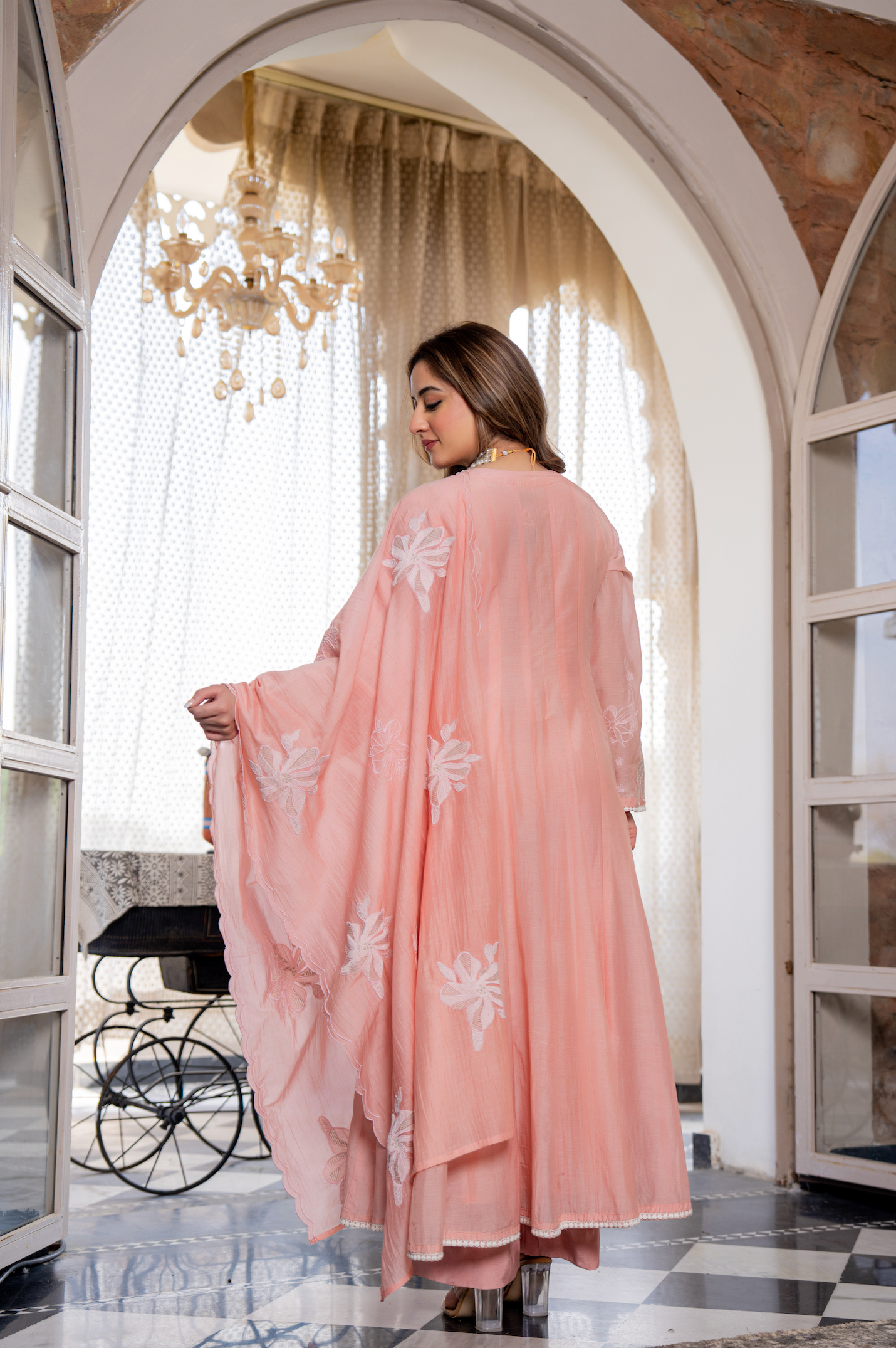 Blush Petal Chanderi Suit Set