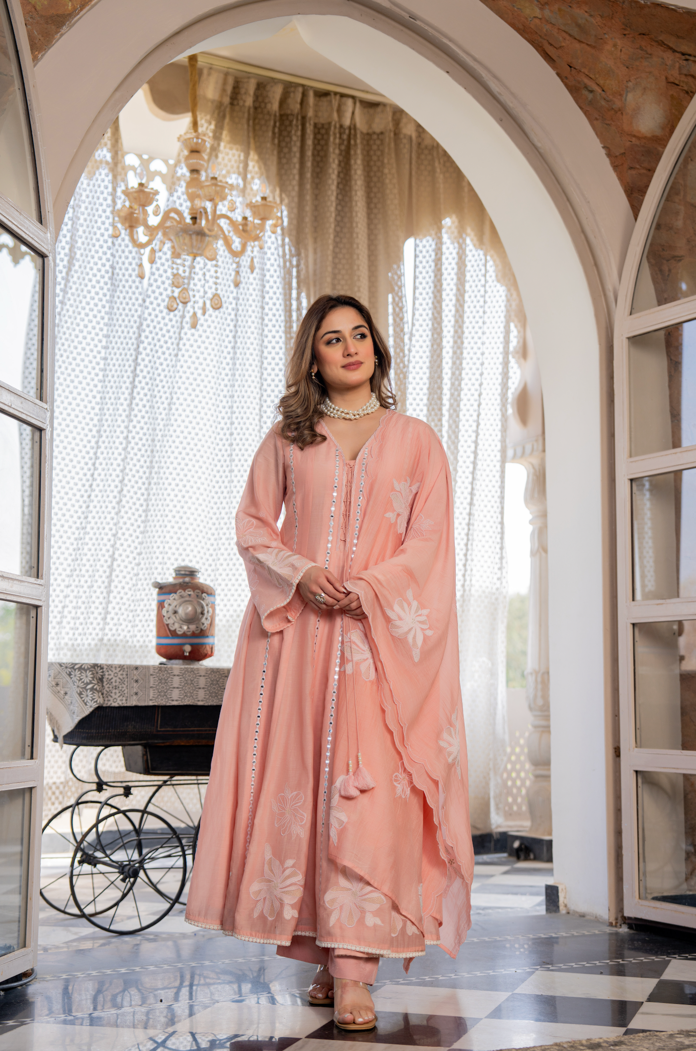 Blush Petal Chanderi Suit Set