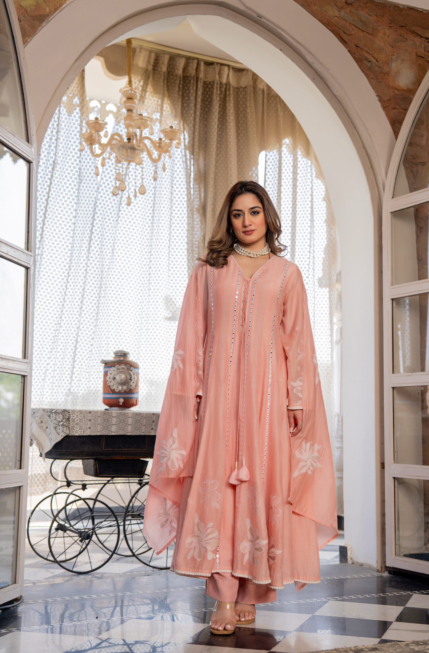 Blush Petal Chanderi Suit Set