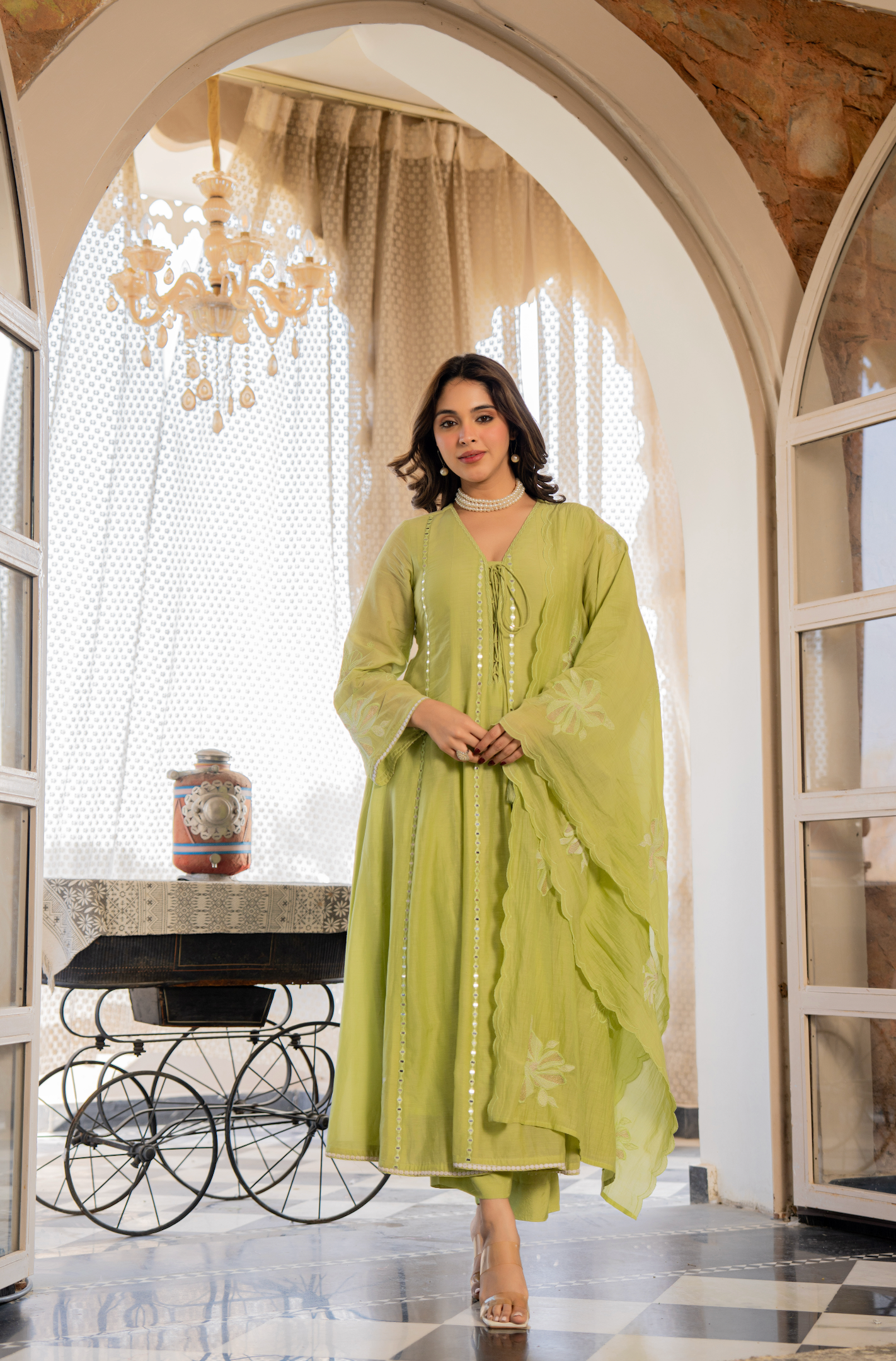 Minted Elegance Chanderi Suit Set
