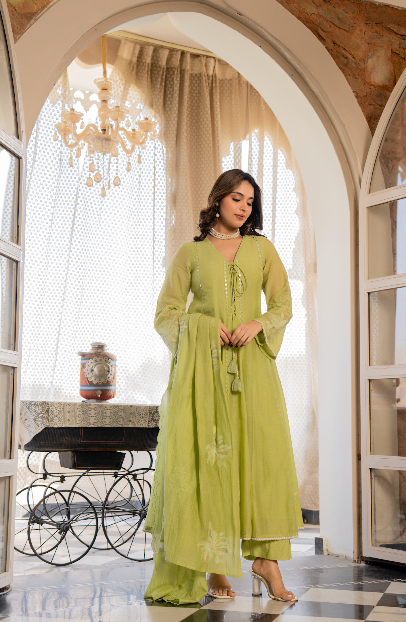 Minted Elegance Chanderi Suit Set