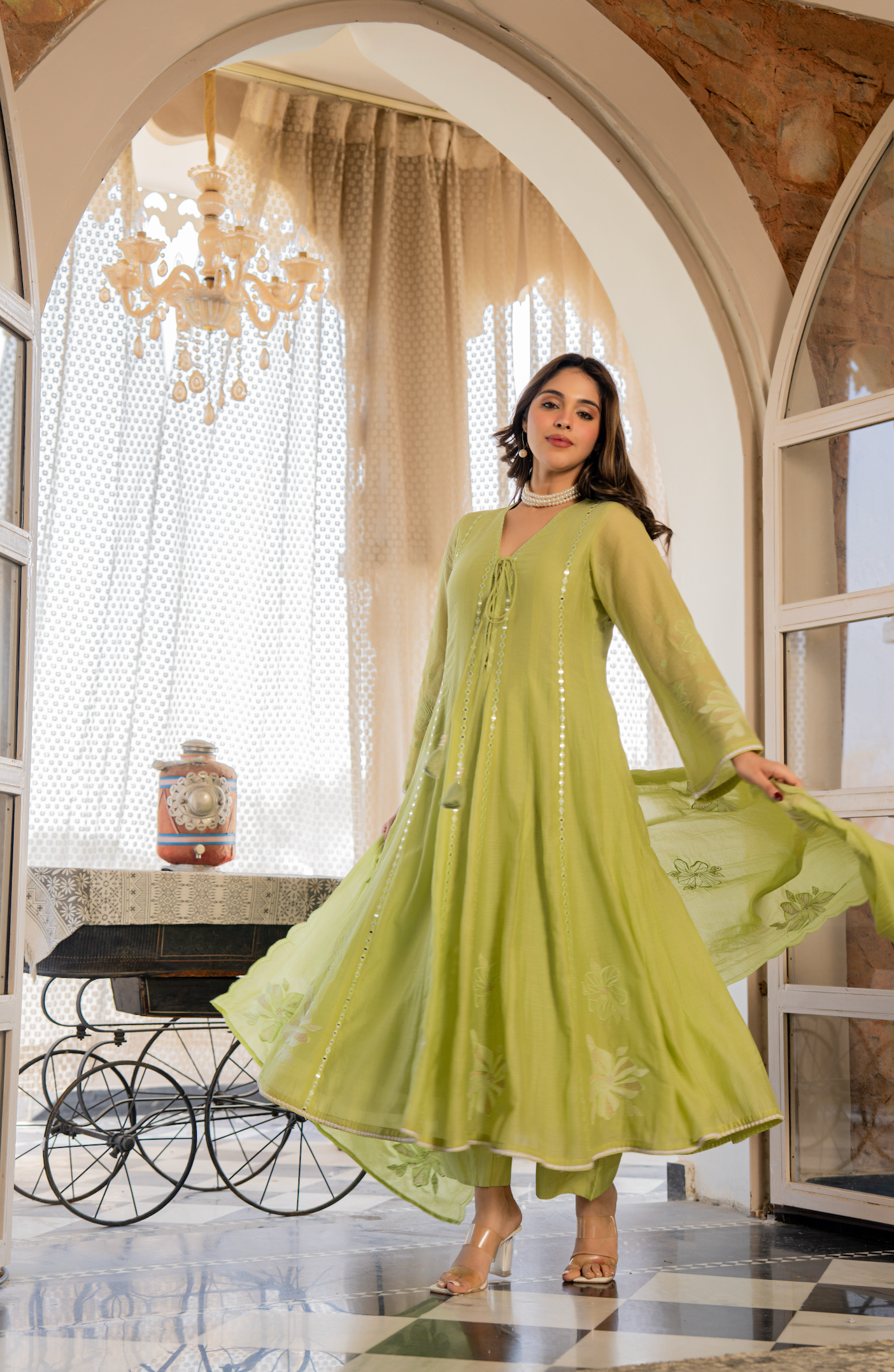 Minted Elegance Chanderi Suit Set