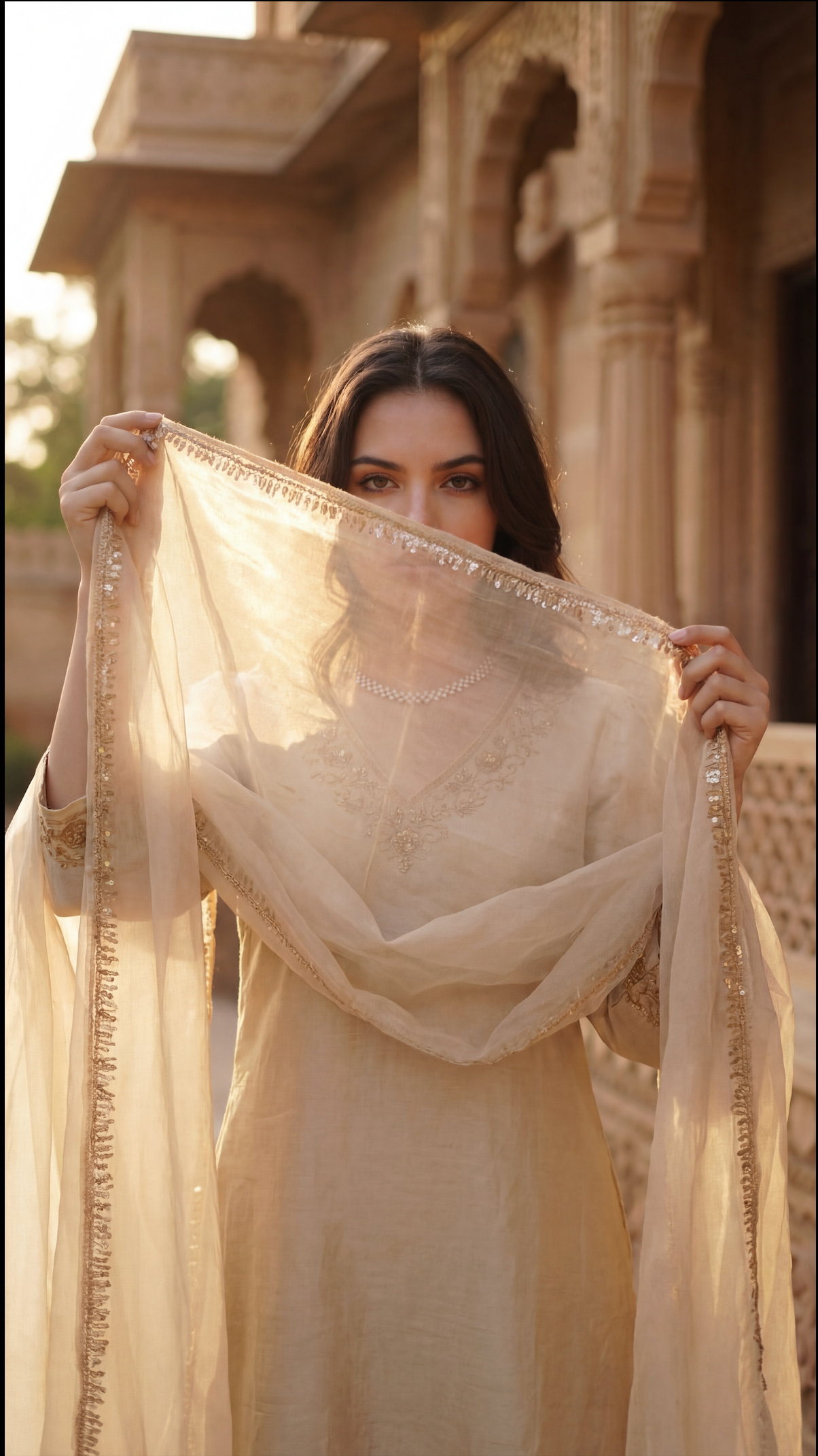 Ivory Bloom Chanderi Suit Set