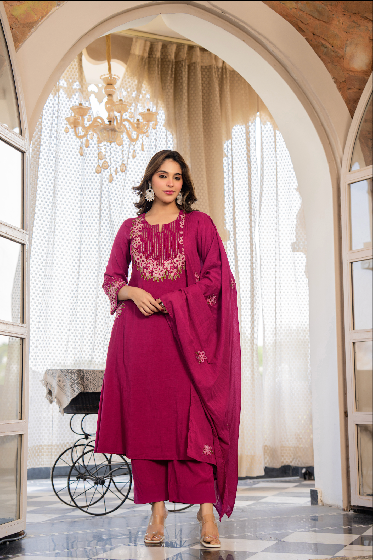 Berry Bloom A-line Suit Set