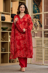 Crimson Bandhani Kurta Set