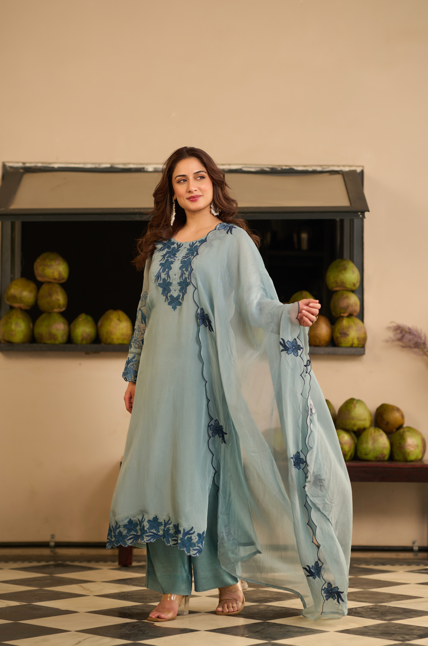 Powder Blue Blossom Kurta Set