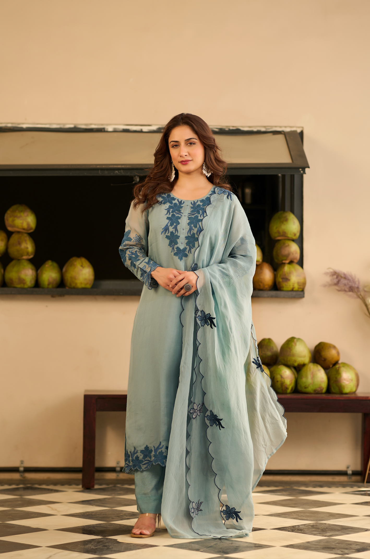 Powder Blue Blossom Kurta Set