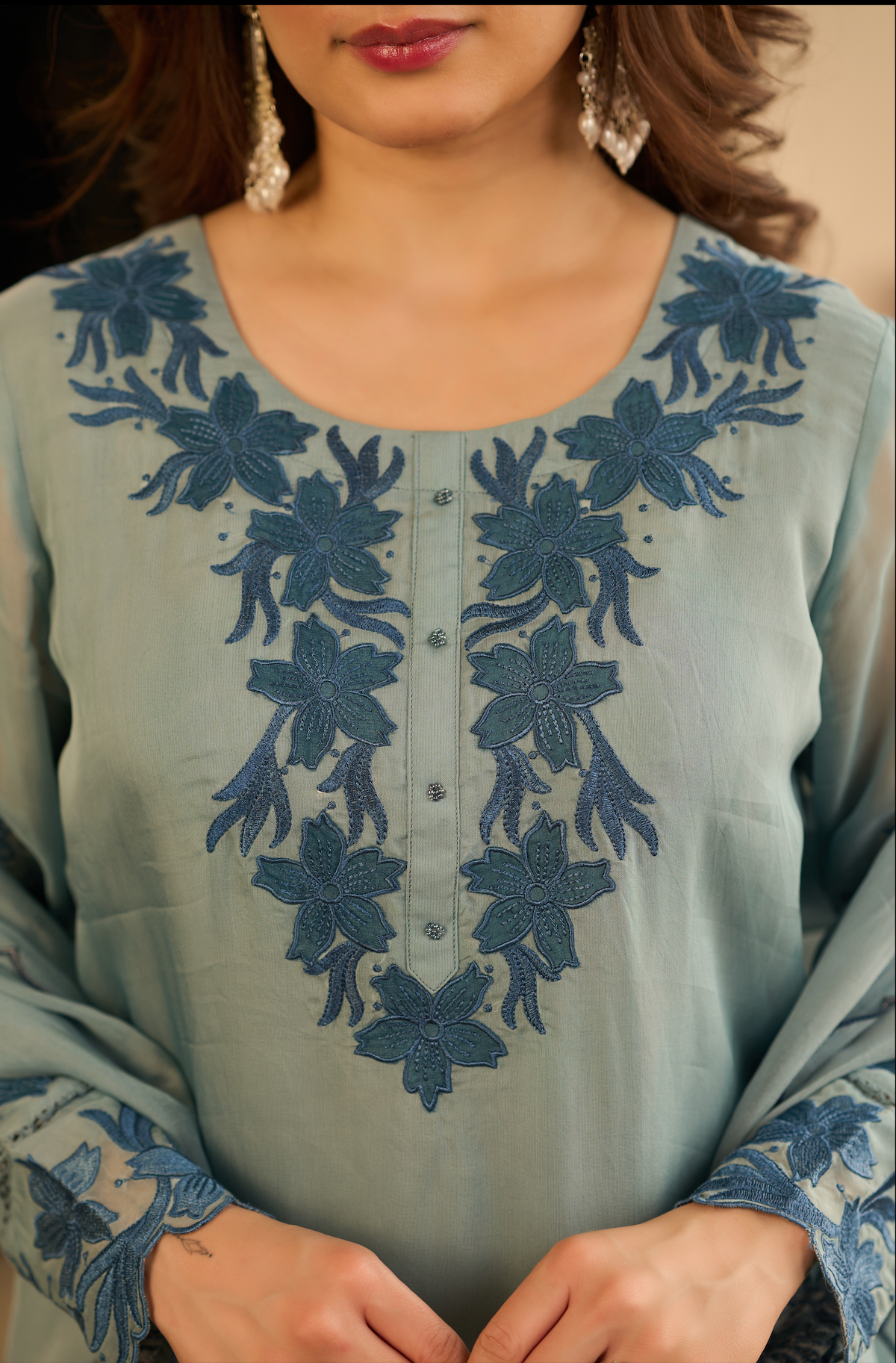 Powder Blue Blossom Kurta Set