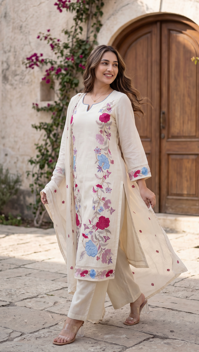 Ivory Bloom Kurta Set
