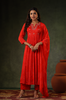 Squash Orange Flared Suit Set