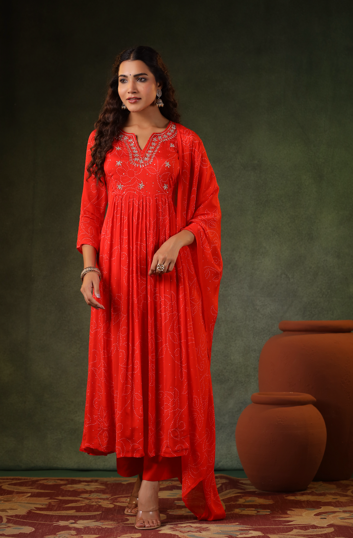 Squash Orange Flared Suit Set