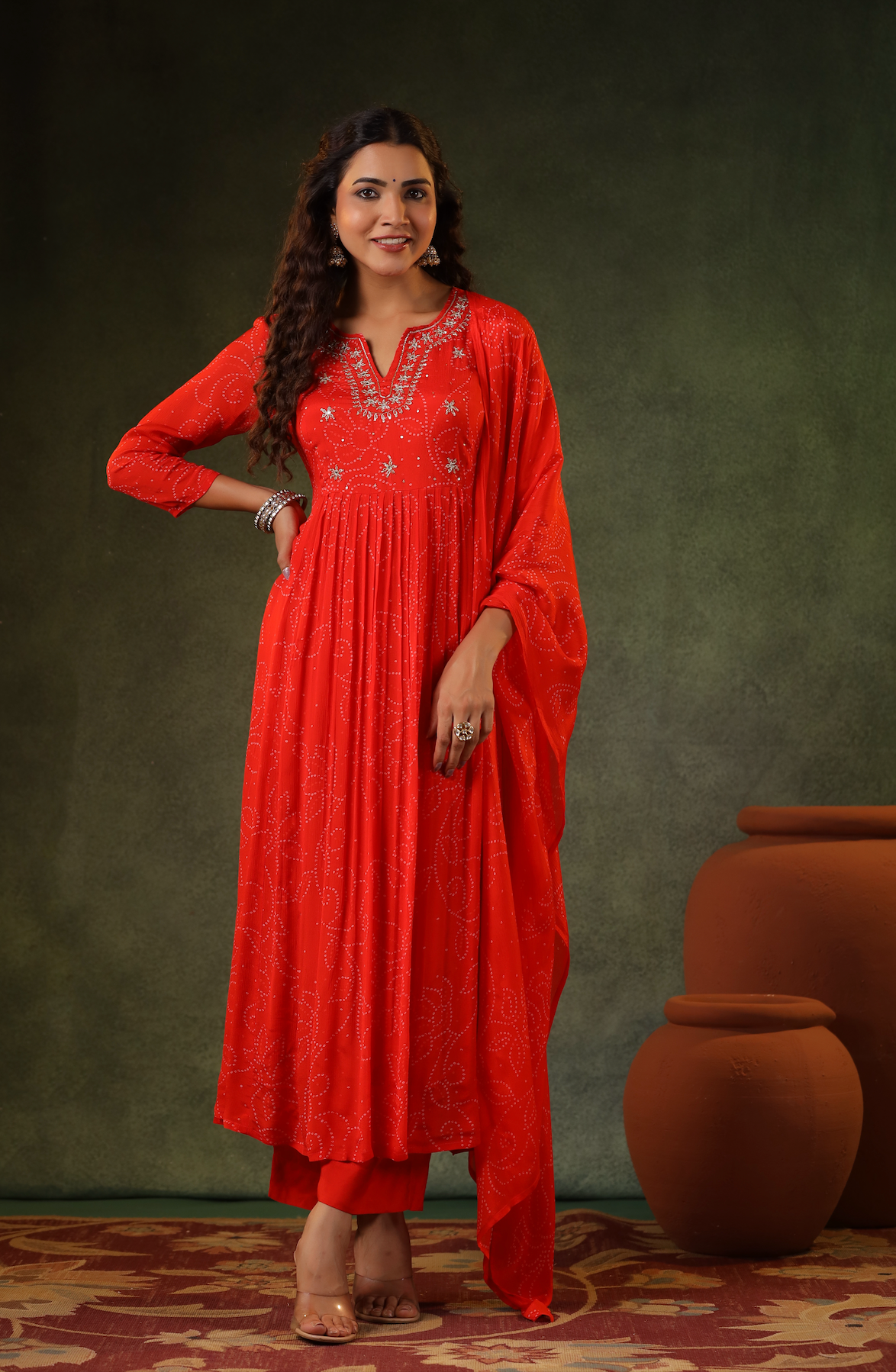 Squash Orange Flared Suit Set