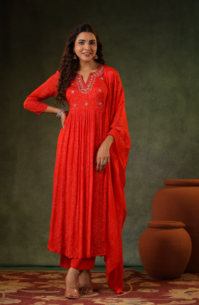 Squash Orange Flared Suit Set