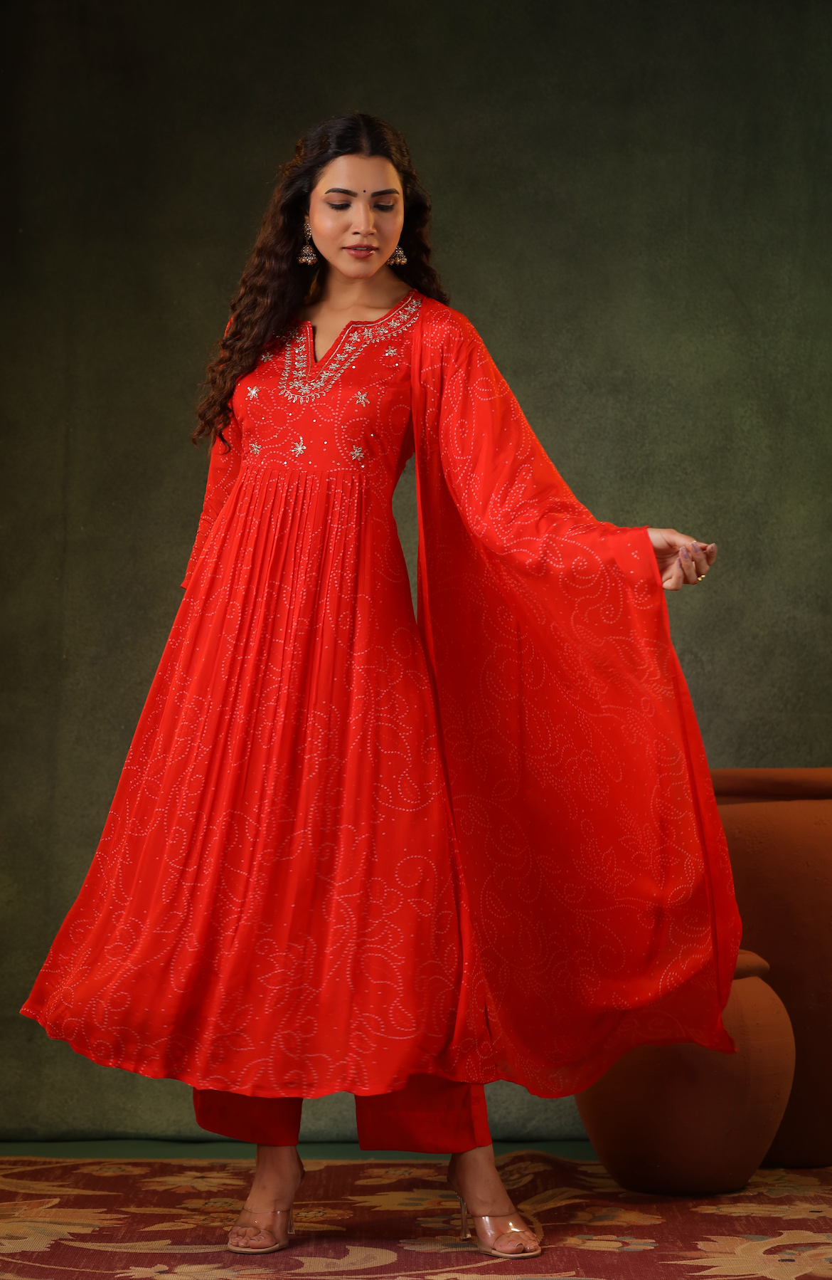 Squash Orange Flared Suit Set