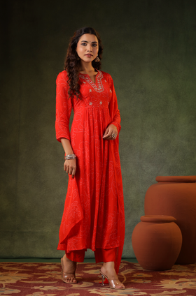 Squash Orange Flared Suit Set
