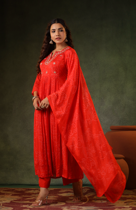 Squash Orange Flared Suit Set