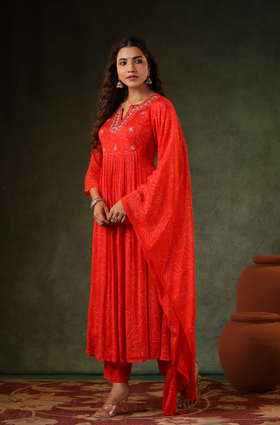 Squash Orange Flared Suit Set