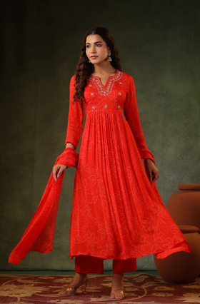 Squash Orange Flared Suit Set