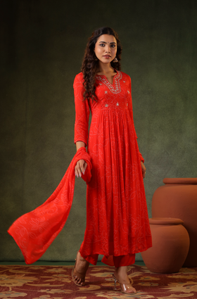 Squash Orange Flared Suit Set