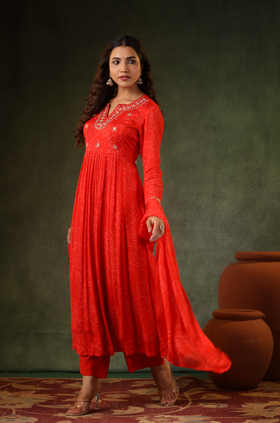 Squash Orange Flared Suit Set