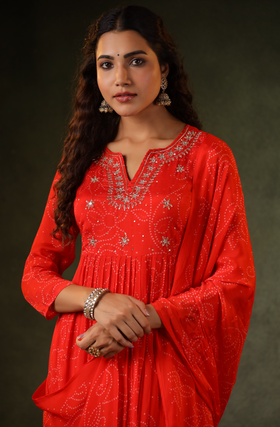Squash Orange Flared Suit Set