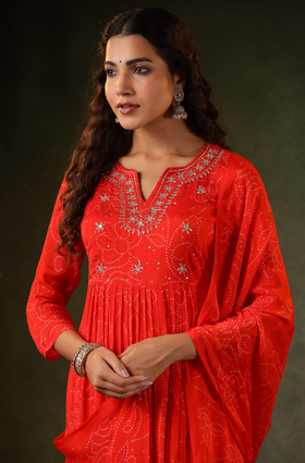 Squash Orange Flared Suit Set