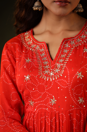 Squash Orange Flared Suit Set