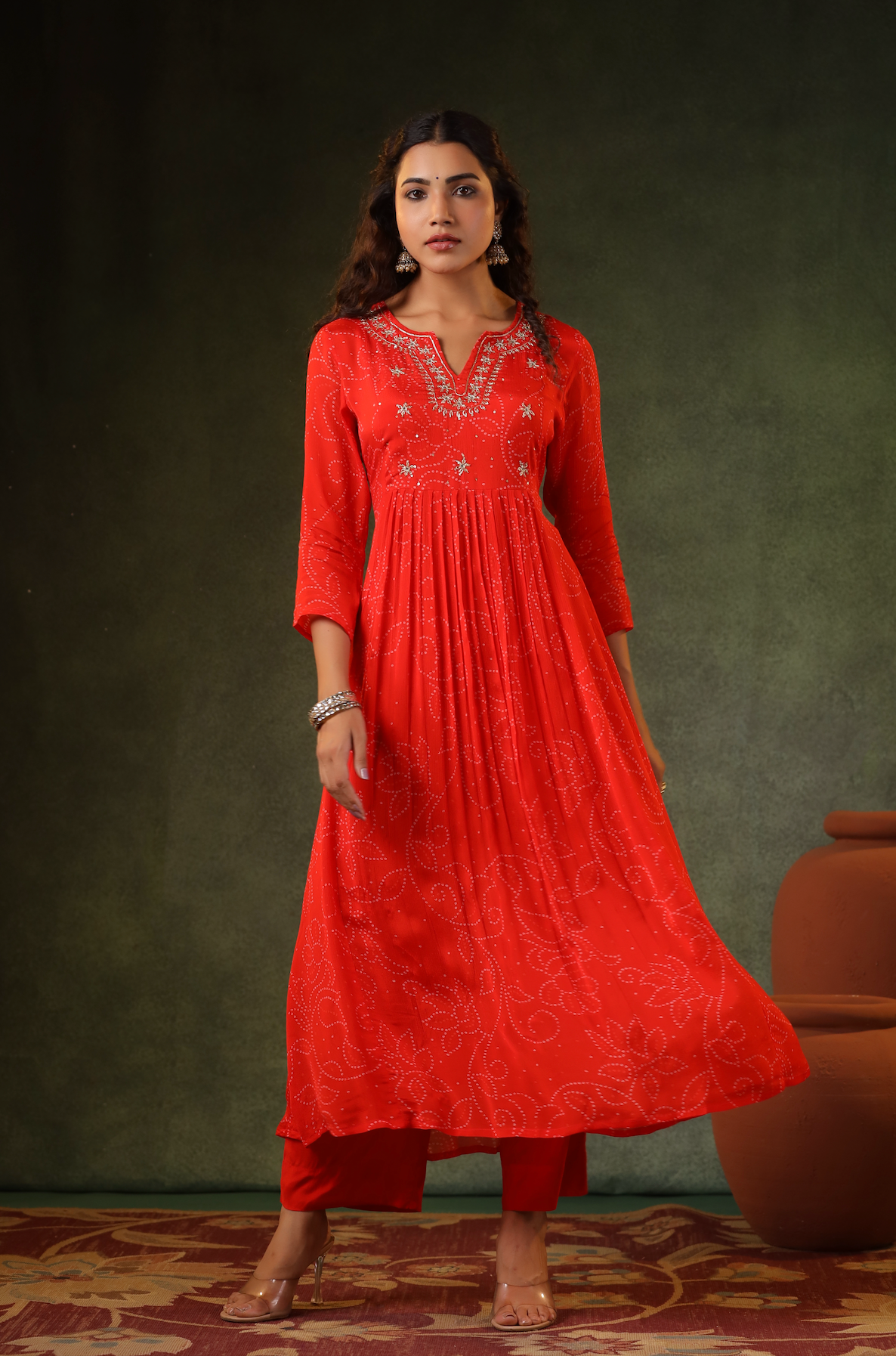 Squash Orange Flared Suit Set