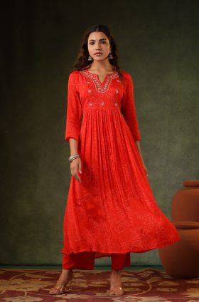 Squash Orange Flared Suit Set