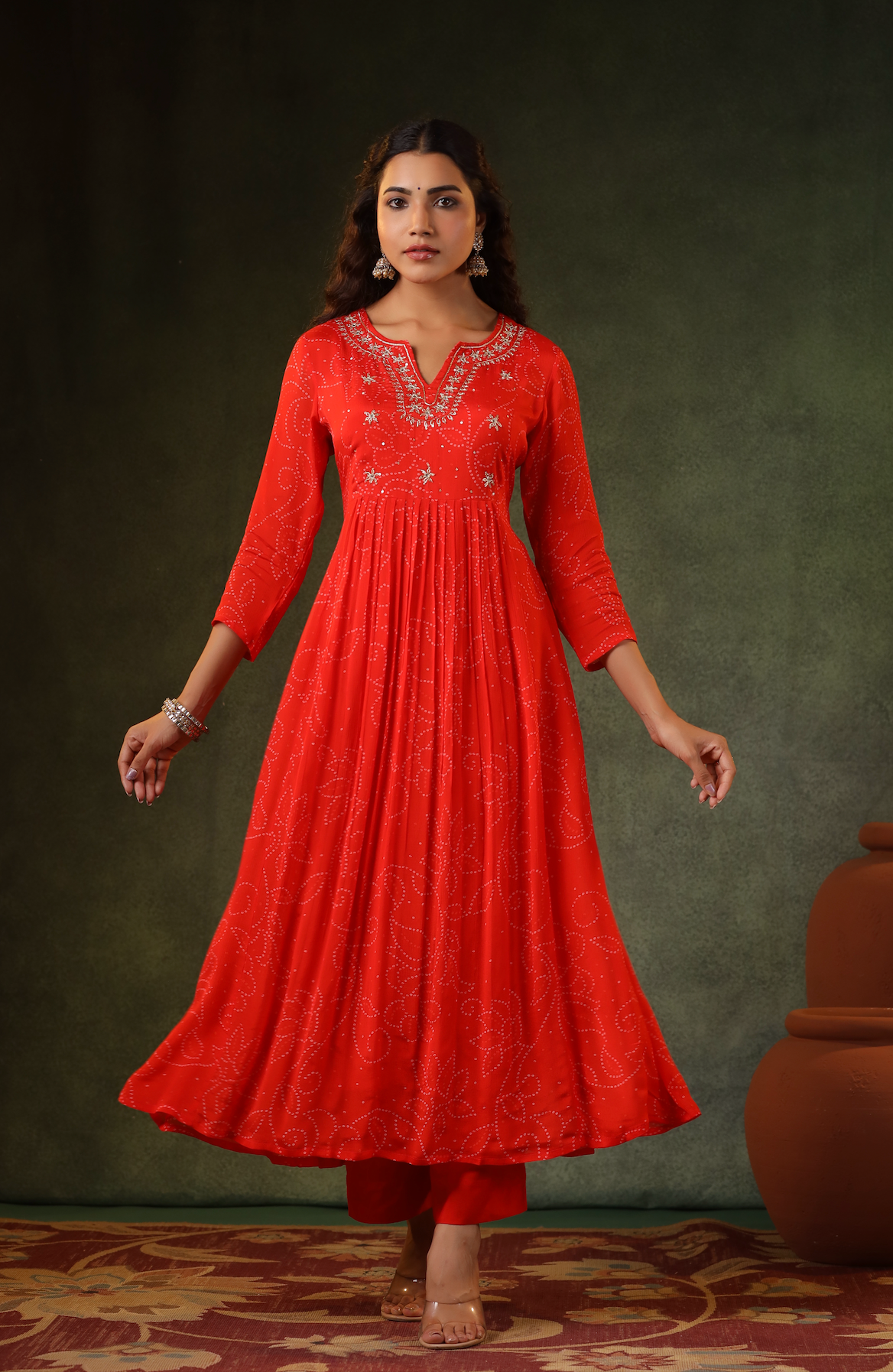 Squash Orange Flared Suit Set