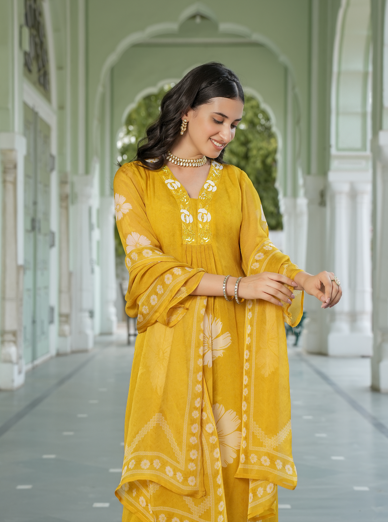Saffron Yellow Straight Suit Set