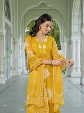 Saffron Yellow Straight Suit Set