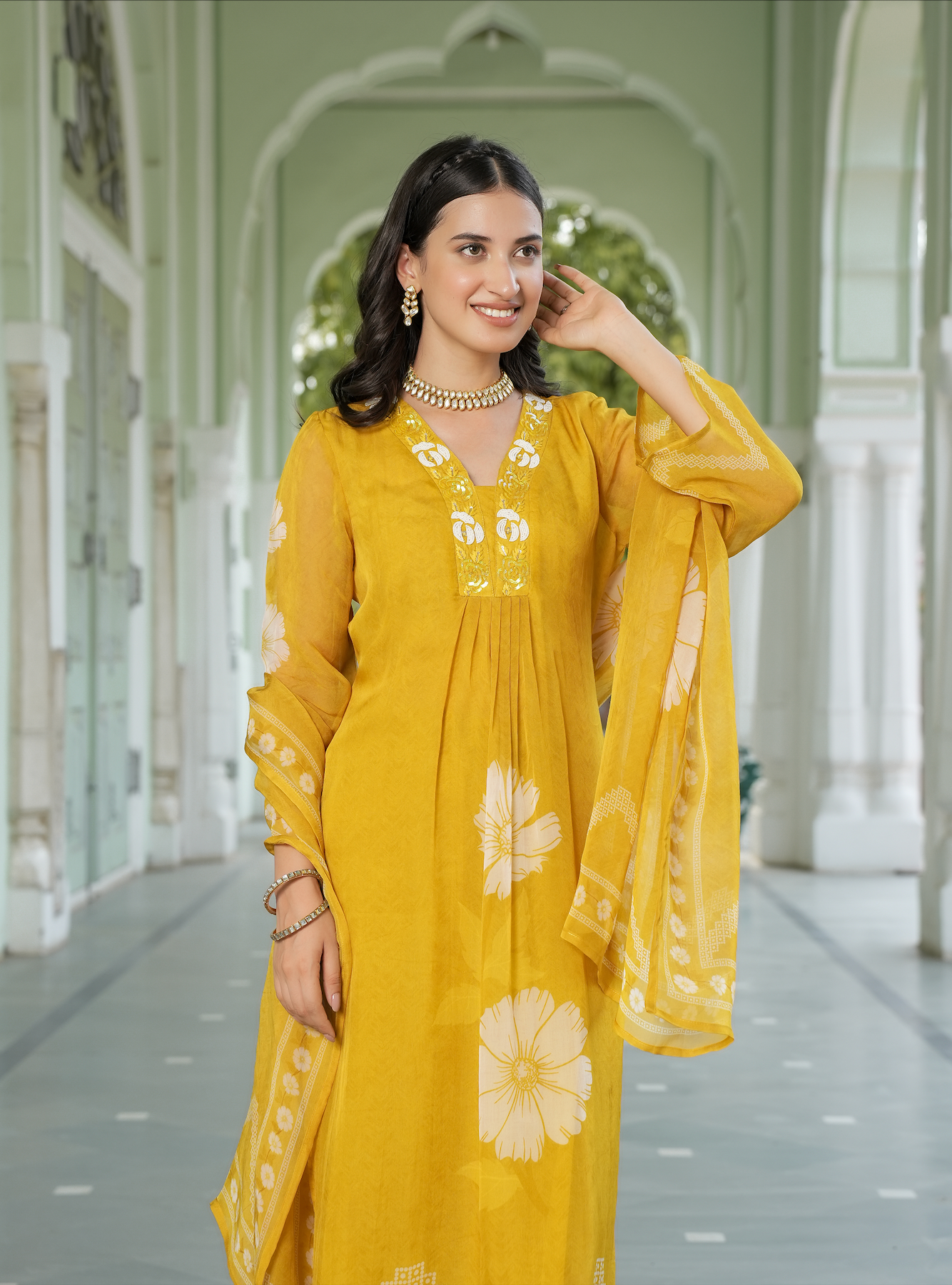 Saffron Yellow Straight Suit Set
