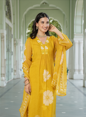 Saffron Yellow Straight Suit Set