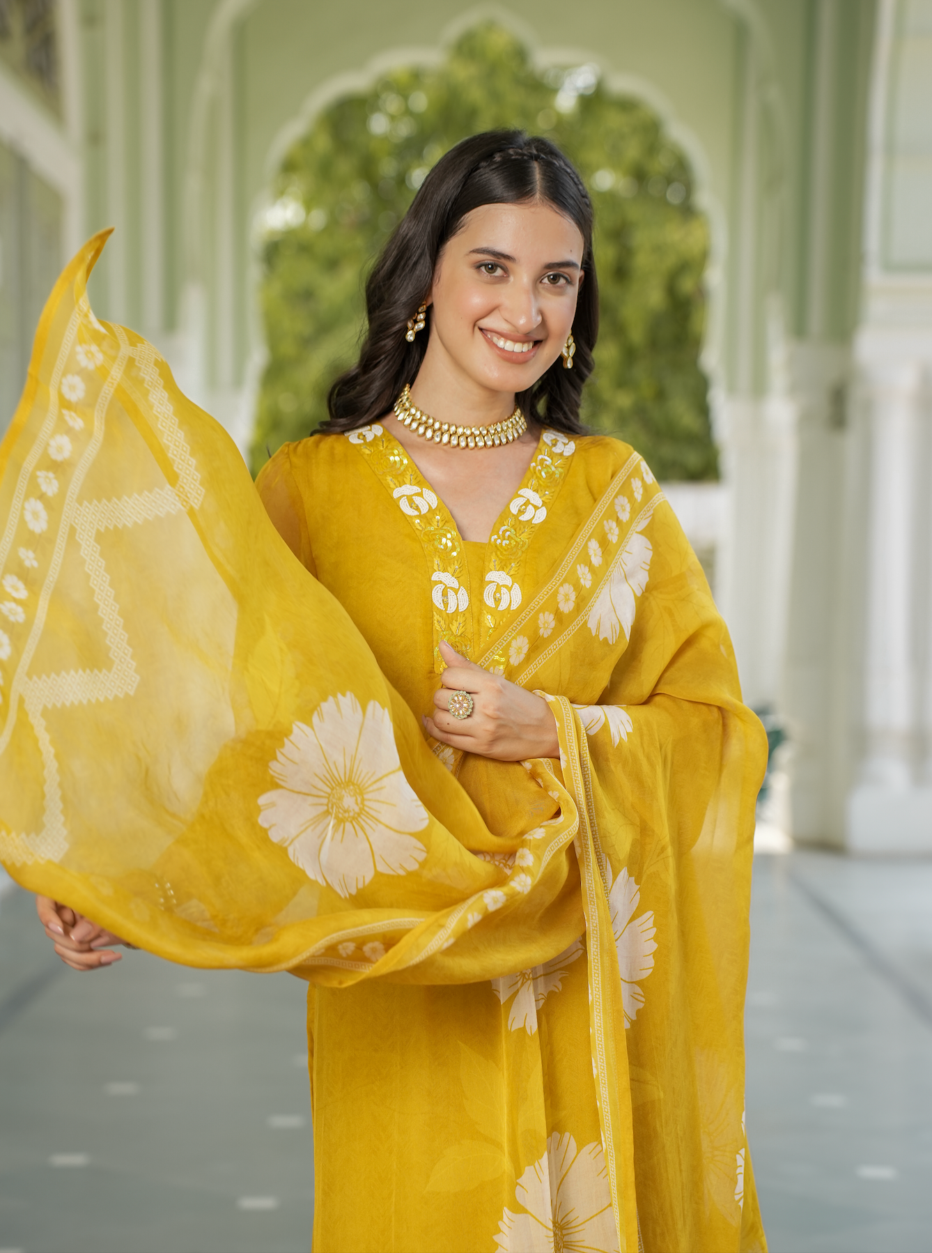 Saffron Yellow Straight Suit Set