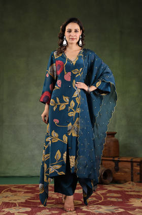 Space Blue Asymmetric Suit Set