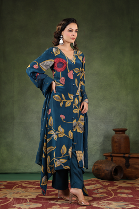 Space Blue Asymmetric Suit Set