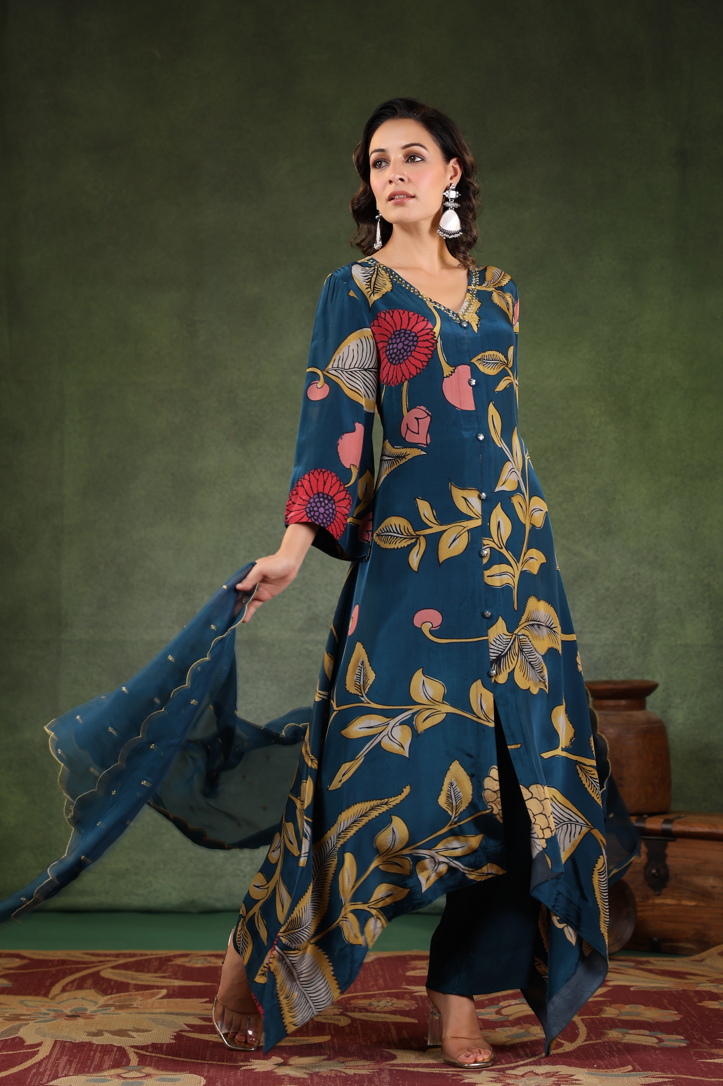 Space Blue Asymmetric Suit Set