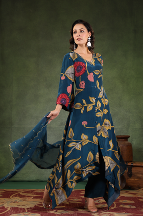 Space Blue Asymmetric Suit Set