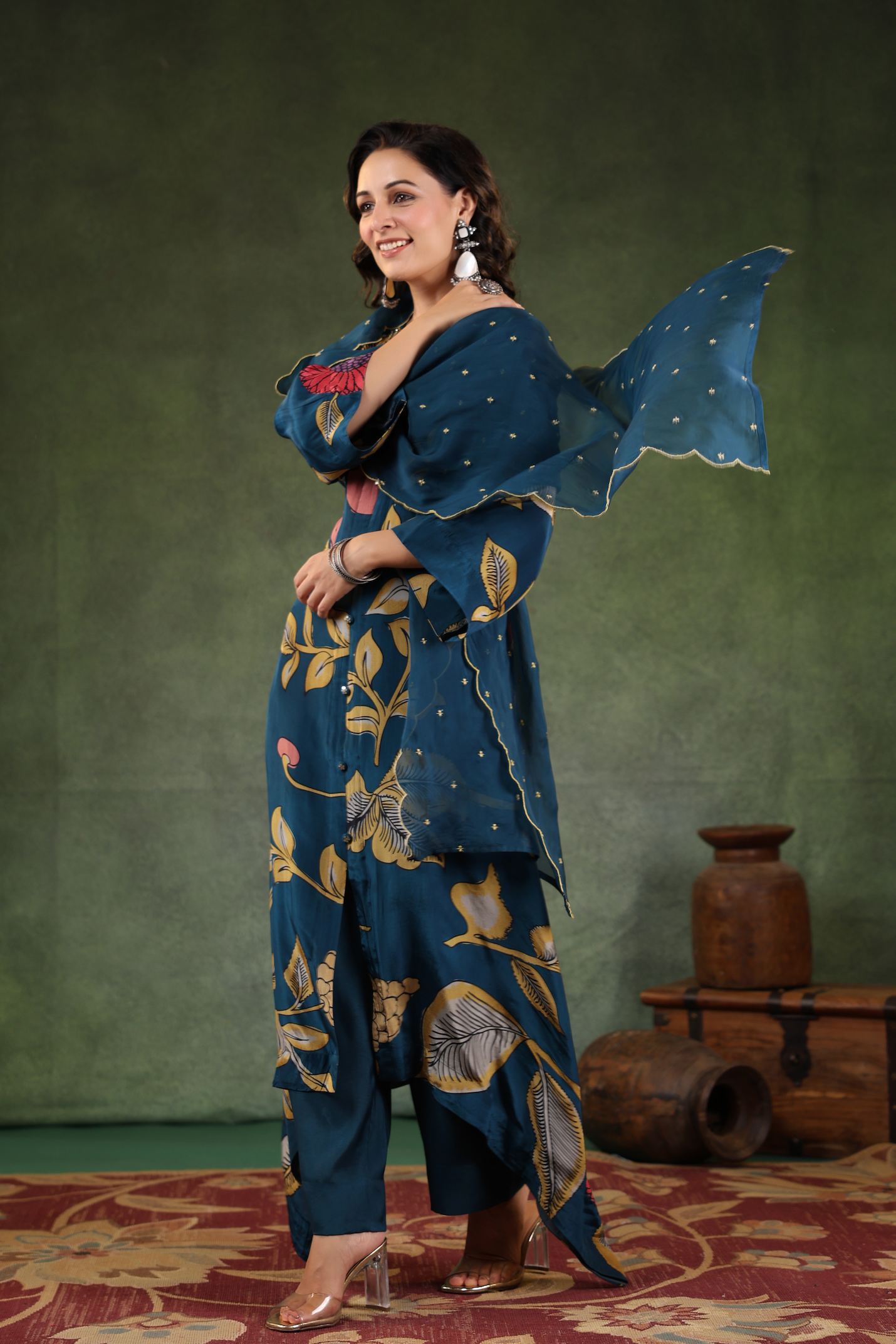 Space Blue Asymmetric Suit Set