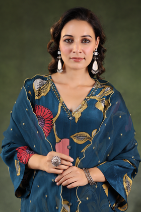 Space Blue Asymmetric Suit Set