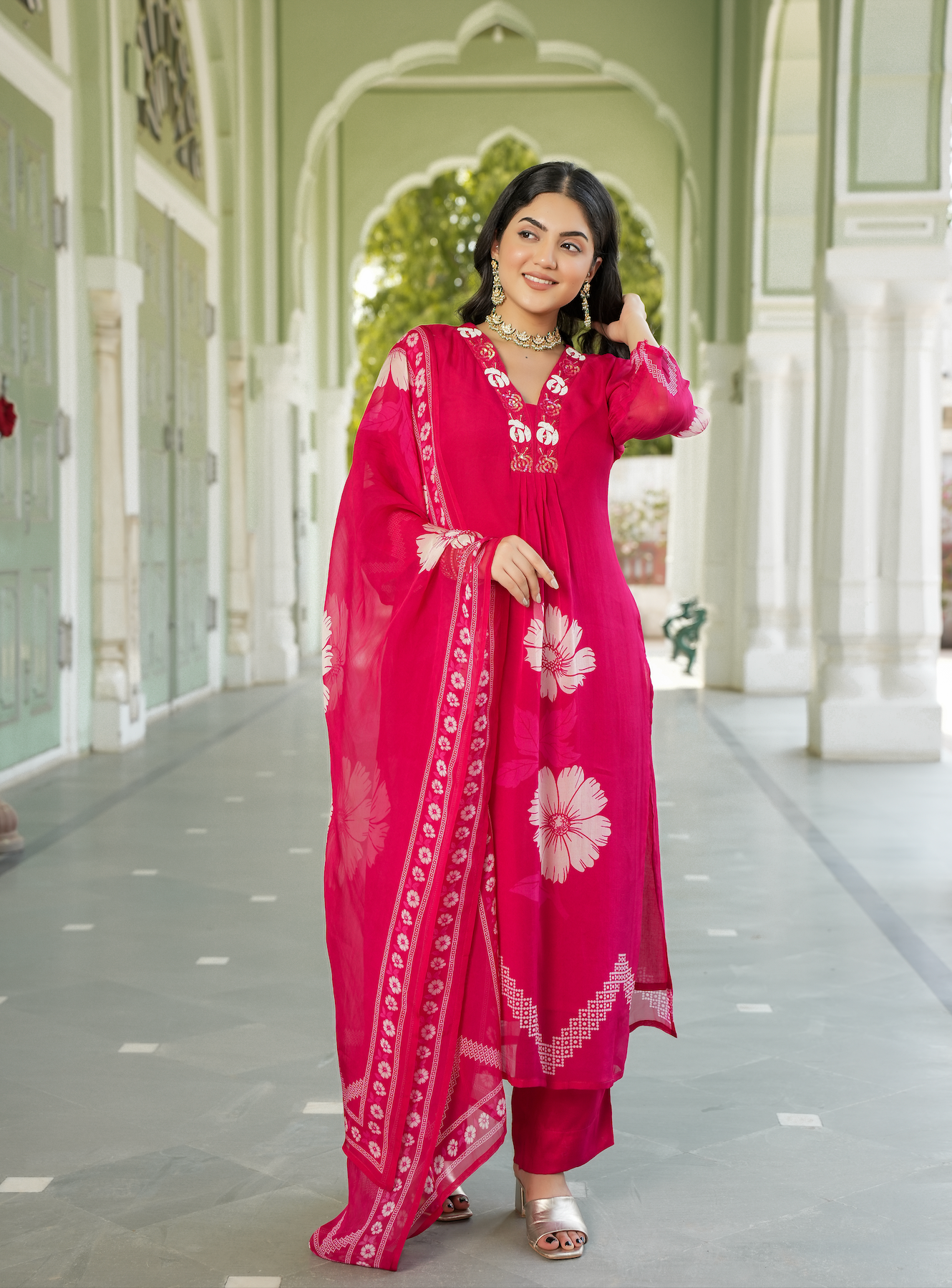 Ruby Pink Straight Suit Set