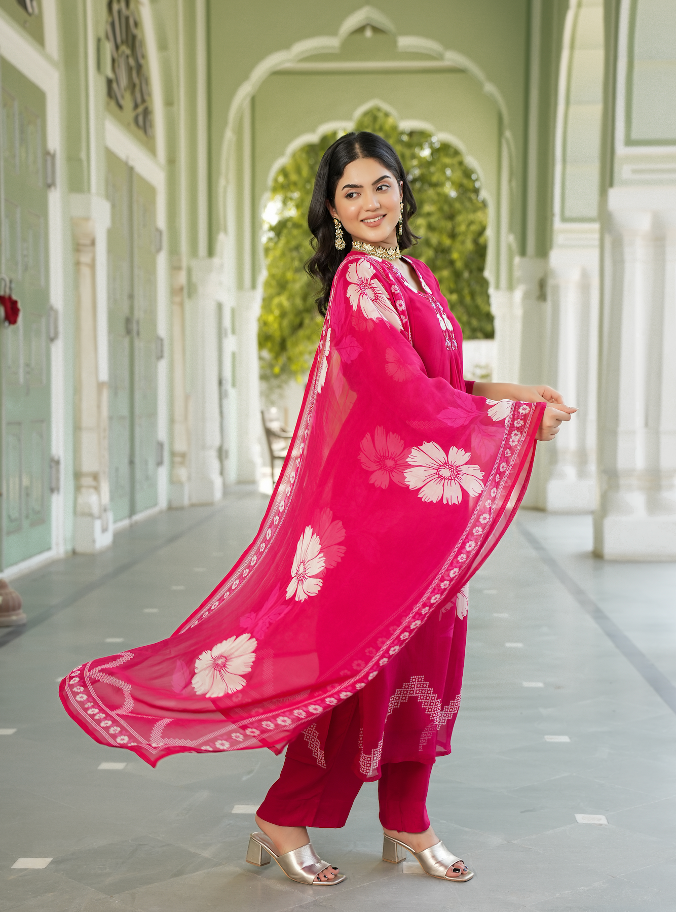 Ruby Pink Straight Suit Set