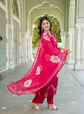 Ruby Pink Straight Suit Set