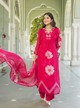 Ruby Pink Straight Suit Set