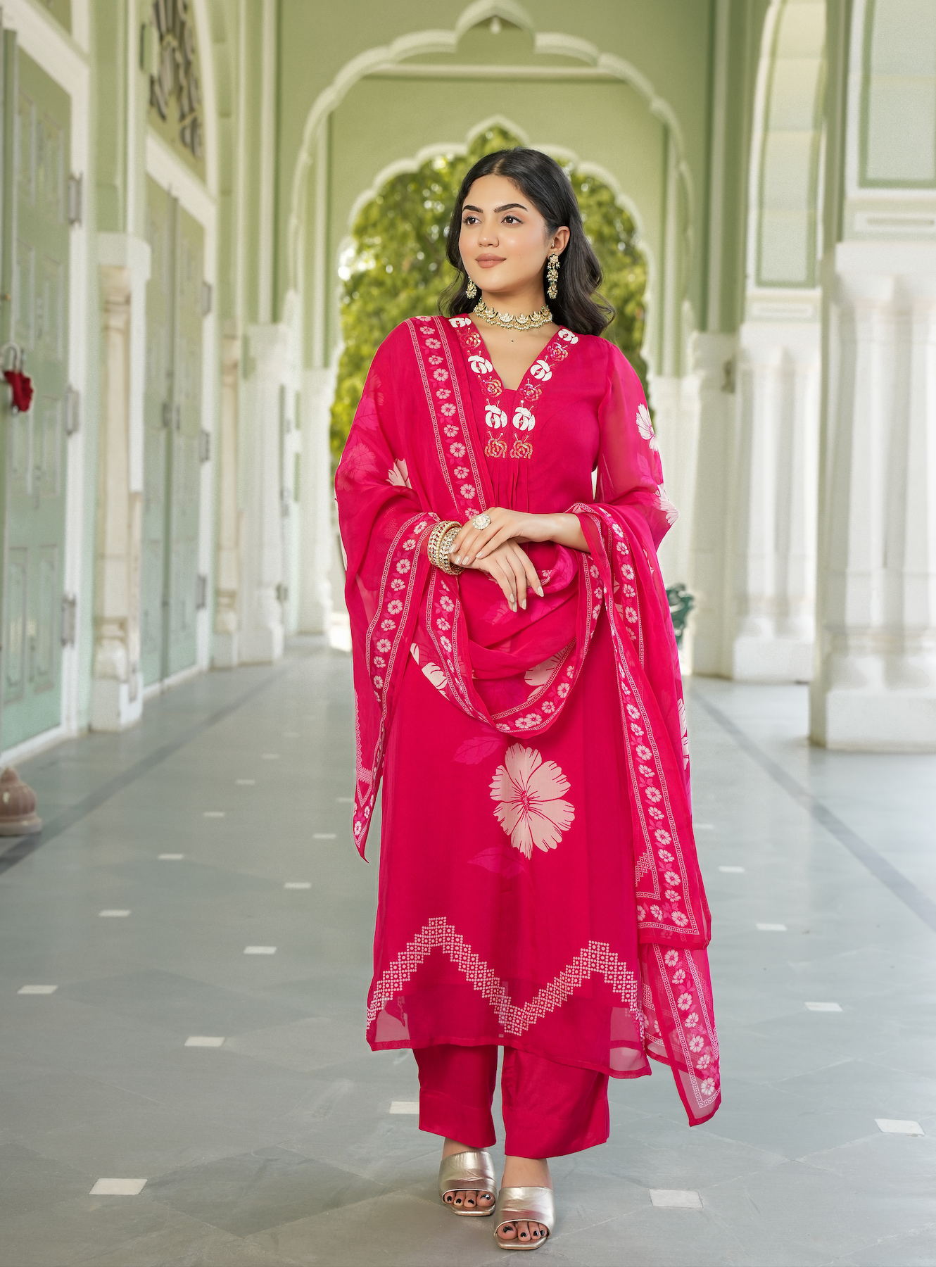 Ruby Pink Straight Suit Set
