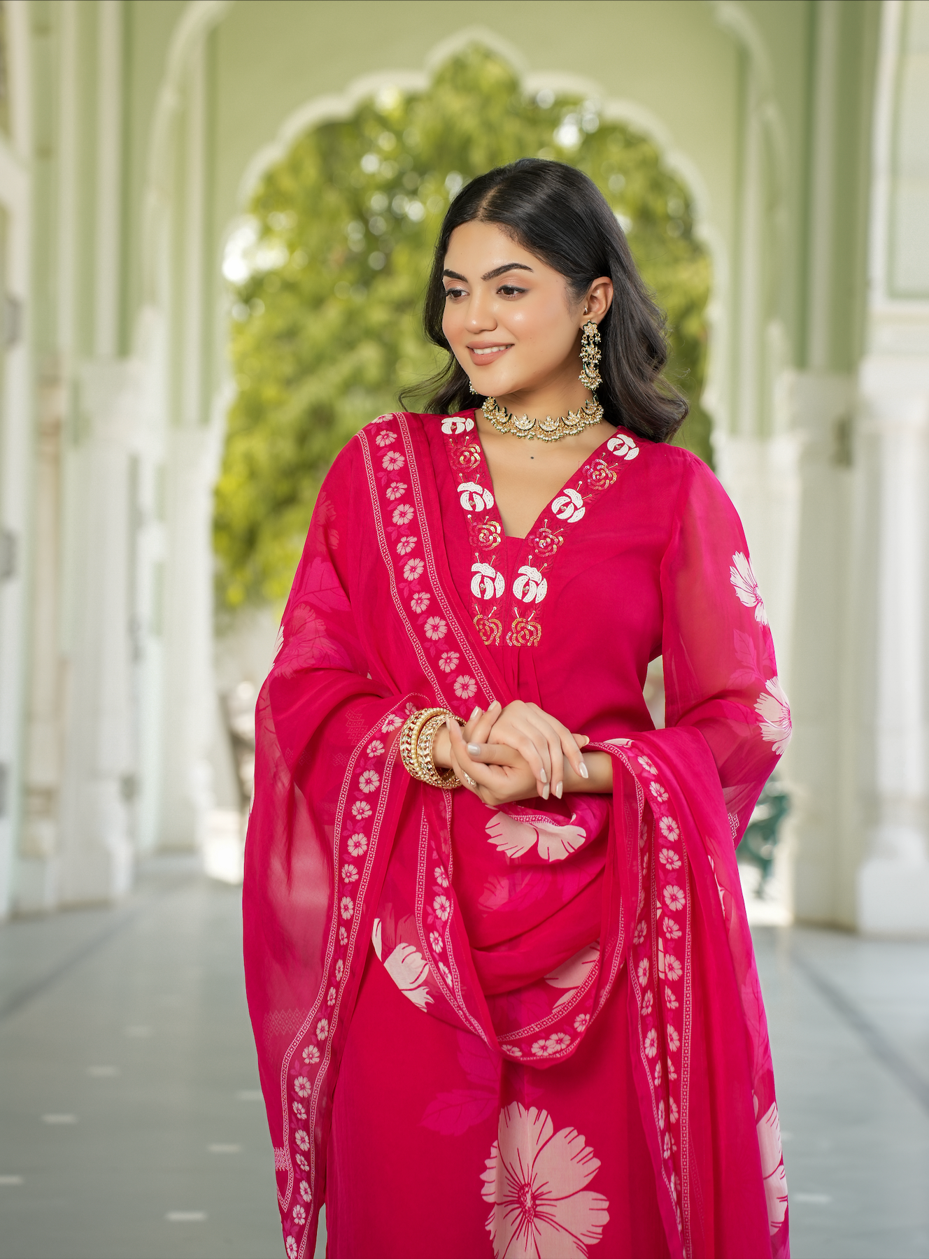 Ruby Pink Straight Suit Set