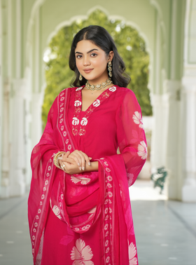 Ruby Pink Straight Suit Set