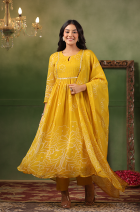 Butter Yellow Organza Suit Set