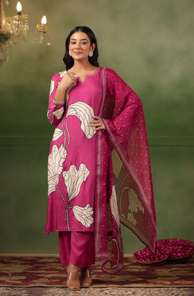 Cherry Pink Muslin Suit Set